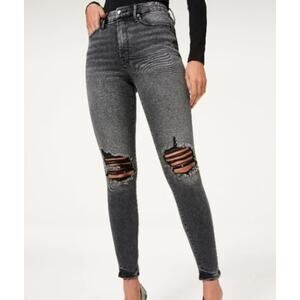 Good American Good Waist Ripped High Waist Skinny Jeans Size 27 In Black179
